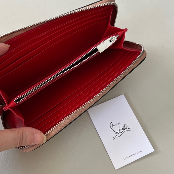 Christian Louboutin Blush Pink Studded Leather Zip-Around Wallet - Picture 3 of 10
